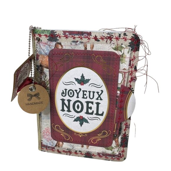 Christmas Junk Journal  With Charm u Washi  Fabric Wrap Tons Ephemera Handmade B - Picture 5 of 16